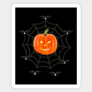 HALLOWEEN Jack O' Lantern caught in a Spiderweb Sticker